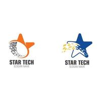 estrela com ilustração de design de tecnologia moderna de logotipo de tecnologia vetor