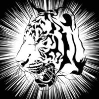 cabeça de tigre preto e branco, vetor