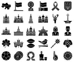 conjunto de ícones sólidos relacionados à ucrânia, ilustração vetorial vetor