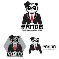 design de vetor de logotipo de panda fofo, ilustração de fundo animal