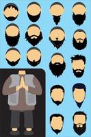 modelo de personagem masculino muçulmano barbudo. pode alterar o tipo de cabeça e barba. vetor