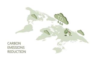 conceito de redução de emissões de carbono de co2. energia verde, ecologia ambiental preservação do ar puro vetor