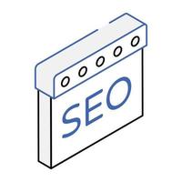 ícone do site seo em estilo isométrico de contorno vetor