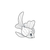 vetor de arte de linha de peixe koi. design gráfico de arte de linha de peixe koi para decoração de parede