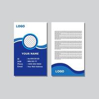 design de cartão de identificação de cor azul com estilo abstrato para escritório. vetor
