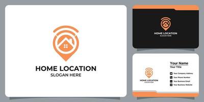 logotipo minimalista de casa e localização definido com marca de cartão de visita vetor