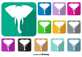 Botões Isolados De Silhueta De Um Elefante - Vector