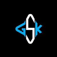 design criativo do logotipo da carta gsk com gráfico vetorial vetor