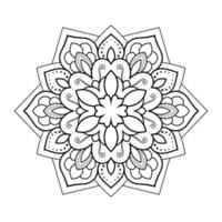 design de mandala floral com arte de linha preto e branco de estilo étnico vetor