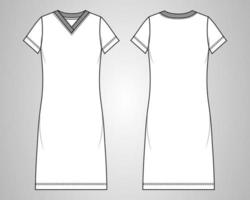 modelo de ilustração vetorial de design de vestido de manga comprida slim fit na altura do joelho para senhoras. vetor