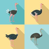 conjunto de ícones de avestruz, estilo simples vetor