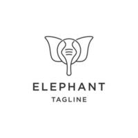 modelo de design de ícone de logotipo de linha de elefante de cabeça vetor plano