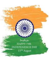 índia feliz dia da independência. 15 de agosto. bandeira da roda ashoka indiana. para pôster, banner e saudação. ilustração de estoque de vetor de traço de tinta aquarela isolada em branco