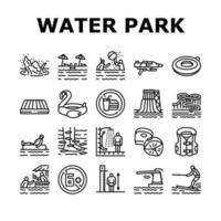 vetor de conjunto de ícones de atração e piscina de parque aquático