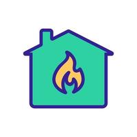 vetor de ícone de fogo em casa. ilustração de símbolo de contorno isolado