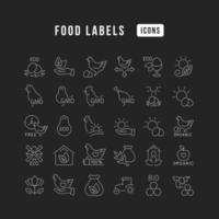 conjunto de ícones lineares de rótulos de alimentos vetor