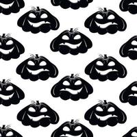 padrão perfeito com silhueta preta de um rosto de abóbora para halloween em um fundo branco vetor