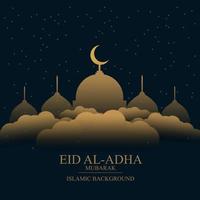 feliz eid al adha bakrid festival fundo. modelo de banner plano de férias muçulmanas. cartão de celebração de religião. mubarak comemora o cenário do evento. ilustração vetorial vetor