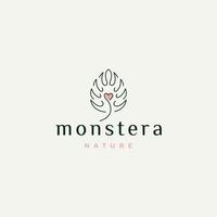 monstera folha natureza logotipo ícone modelo de design ilustração vetorial plana vetor