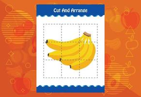 corte e organize com uma planilha de frutas para crianças. jogo educativo para crianças vetor