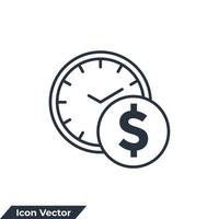 tempo é dinheiro ícone logotipo ilustração vetorial. tempo com pilha de modelo de símbolo de moedas para coleção de design gráfico e web vetor