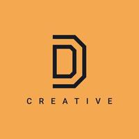 design de logotipo de símbolo de ícone de letra d, design de vetor de logotipo de tipo de linha minimalista e criativo
