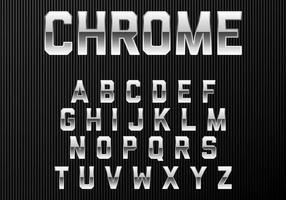 Fonte do alfabeto do Chrome vetor