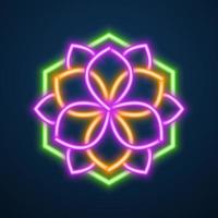 vetor de efeito neon de flor mandala