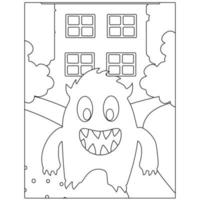 livro de colorir monstro, pequeno alienígena fofo adequado para plano de fundo, ativo de design, halloween, livro infantil, livro para colorir infantil, clip art e ilustração vetor