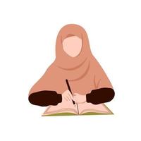 muslimah estudar e escrever ilustração vetor