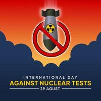 dia internacional contra a ilustração vetorial de testes nucleares vetor