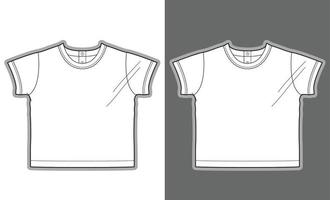 modelo de moda de esboço de vestuário de camiseta infantil vetor
