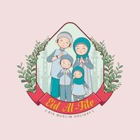 feliz família muçulmana cumprimentando e celebrando o eid al-fitr,design vetorial,ilustração,design vetorial vetor