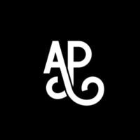 design de logotipo de carta ap em fundo preto. ap conceito de logotipo de letra de iniciais criativas. design de letra ap. ap desenho de letra branca sobre fundo preto. ap, logo ap vetor