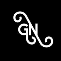 design de logotipo de carta gn em fundo preto. gn conceito de logotipo de letra de iniciais criativas. design de letra gn. gn design de letra branca sobre fundo preto. gn, gn logotipo vetor