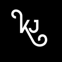kj carta logotipo design em fundo preto. kj conceito de logotipo de letra de iniciais criativas. design de letra kj. kj desenho de letra branca sobre fundo preto. kj, logo kj vetor