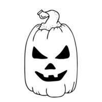 webpumpkin para o halloween, ícone de halloween de doodle vetorial. logotipo de abóbora de halloween com um rosto vetor