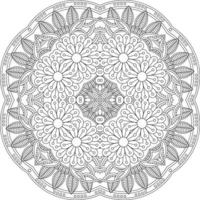 ornamento decorativo de flores em estilo oriental étnico, ornamento de doodle, desenho de mão de contorno. página do livro para colorir. página do livro de colorir mandala de flores. página para colorir adulto. vetor