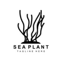 logotipo de algas marinhas, design vetorial de plantas marinhas, mercearia e proteção da natureza vetor