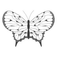 uma silhueta preta abstrata de uma linda borboleta isolada no fundo branco vetor