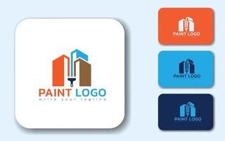 design de logotipo mínimo de construção de pintura, conceito para decoração de casa, serviço de pintura, construção de casas vetor