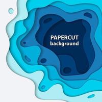 de fundo vector com formas de corte de papel azul. Estilo de arte de papel abstrato 3D, layout de design para apresentações de negócios, folhetos, cartazes, estampas, decoração, cartões, capa de folheto.