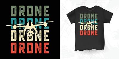 design de camiseta de drone vintage retrô amante de piloto de drone engraçado vetor