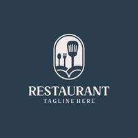 design de logotipo de restaurante monoline vintage vetor