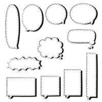 conjunto de coleção de balão de bolha de fala em branco desenhado à mão, pense, fale, fale, caixa de texto, banner, ilustração vetorial de design plano vetor