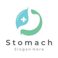 design de logotipo de modelo de saúde do estômago e cuidados com o estômago. sinal de logotipo para médico, negócios e branding. vetor