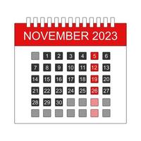 mês, dia de novembro de 2023 ícone vetor