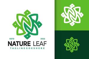 n letter nature green leaf design de logotipo, vetor de logotipos de identidade de marca, logotipo moderno, modelo de ilustração vetorial de designs de logotipo