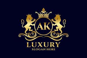 modelo de logotipo de luxo real ak carta leão em arte vetorial para projetos de marca de luxo e outras ilustrações vetoriais. vetor