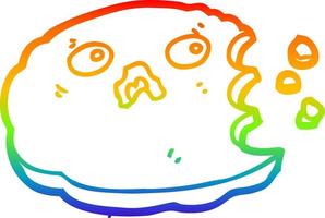 desenho de linha de gradiente de arco-íris biscoito mordido de desenho animado vetor